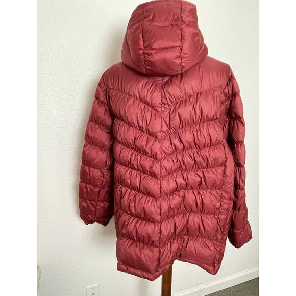 Michael Kors Puffer Jacket Hoodie Down Fill Burgundy FLAW - Picture 13 of 16